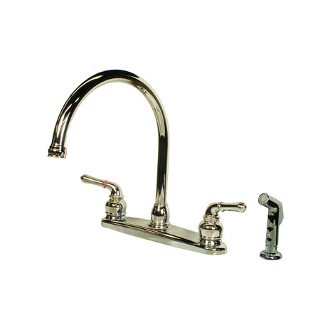 AMERICAN BRASS American Brass CH801GS RV Kitchen Faucet w Gooseneck Spout, Teapot Handles And Sprayer 8"-Chrome CH801GS